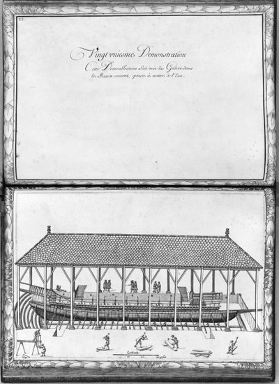 Eine Galeere, die sich auf den Start vorbereitet, einundzwanzigste Demonstration, Tafel 22, Illustration aus 